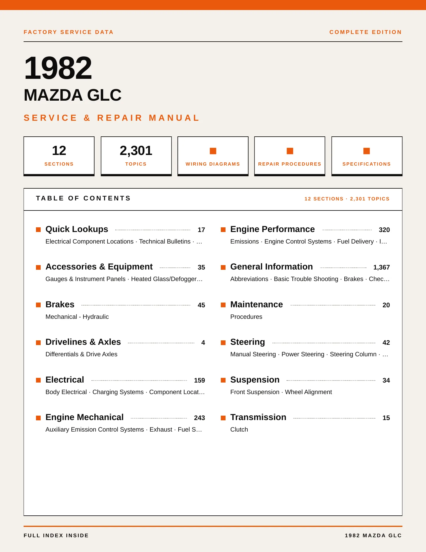 1982 Mazda GLC Service and Repair Manual preview page 1