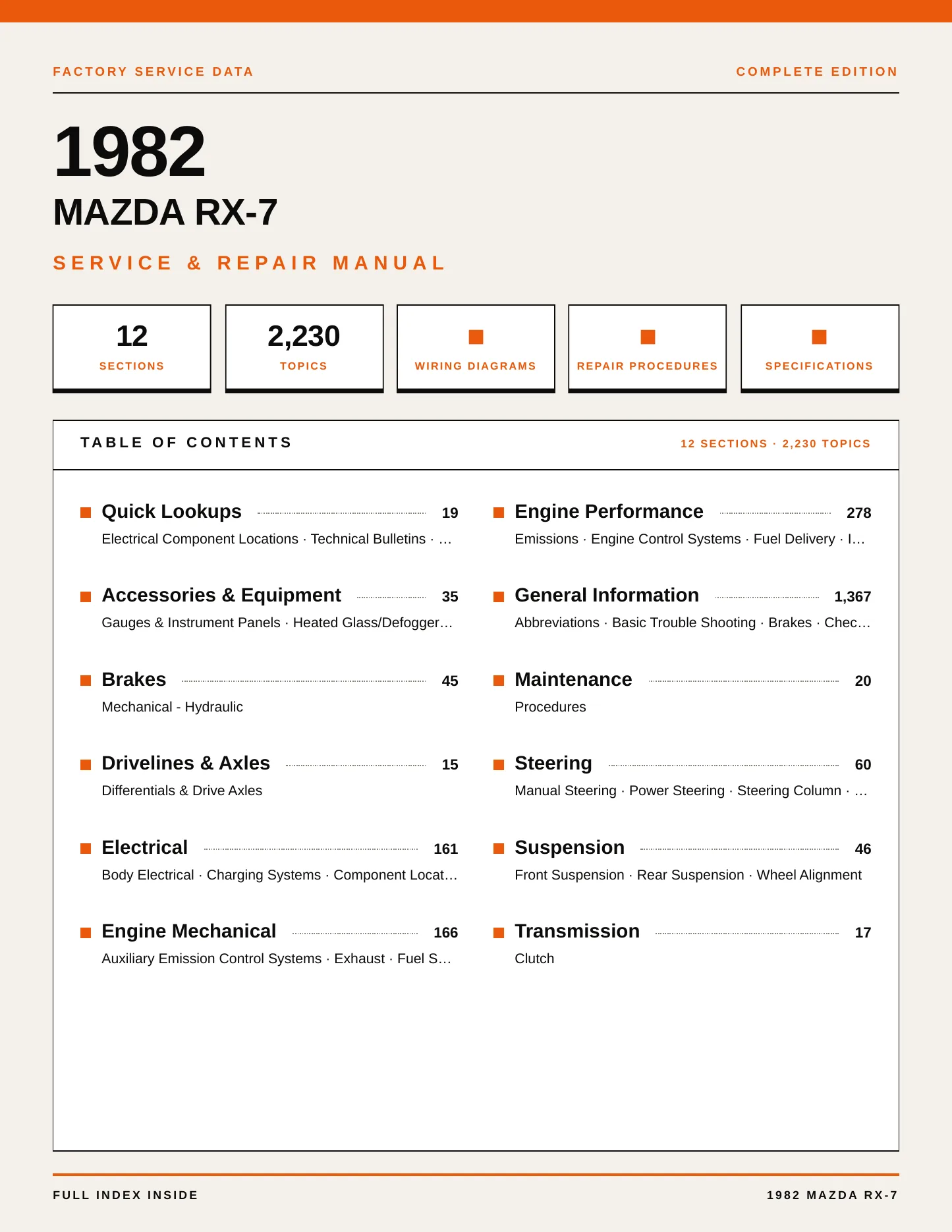 1982 Mazda RX-7 Service and Repair Manual preview page 1