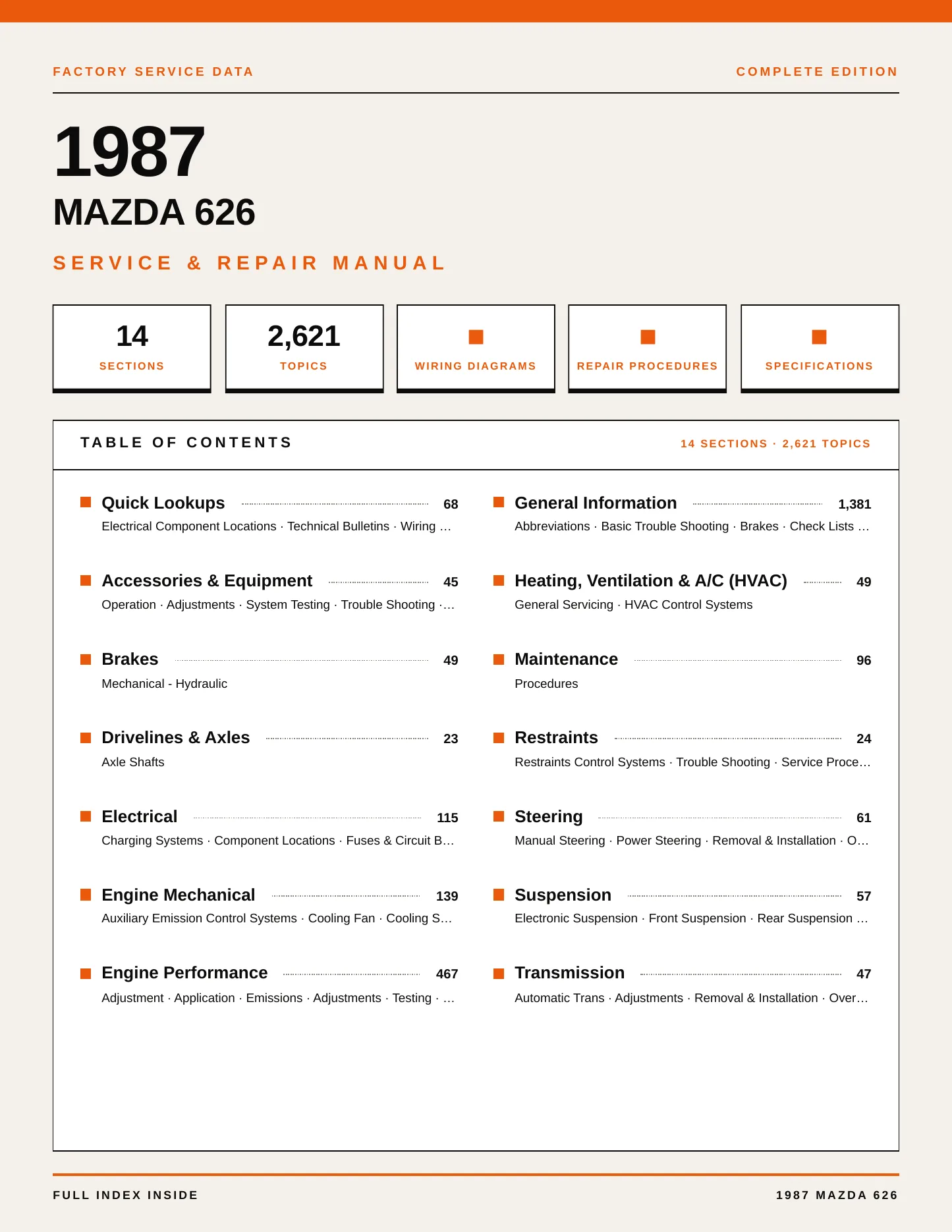 1987 Mazda 626 Service and Repair Manual preview page 1
