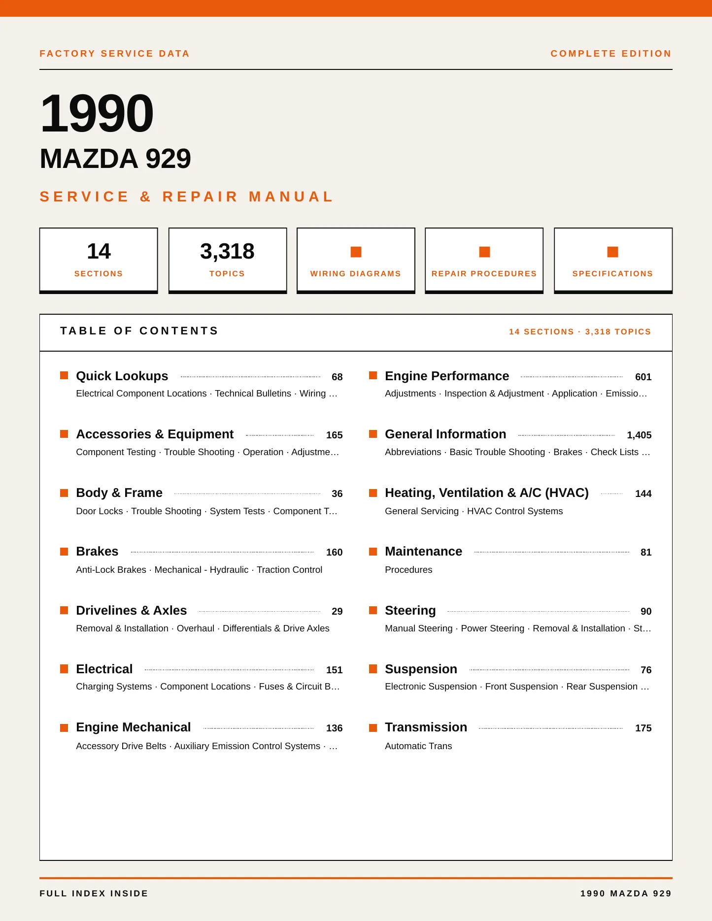 1990 Mazda 929 Service and Repair Manual preview page 1