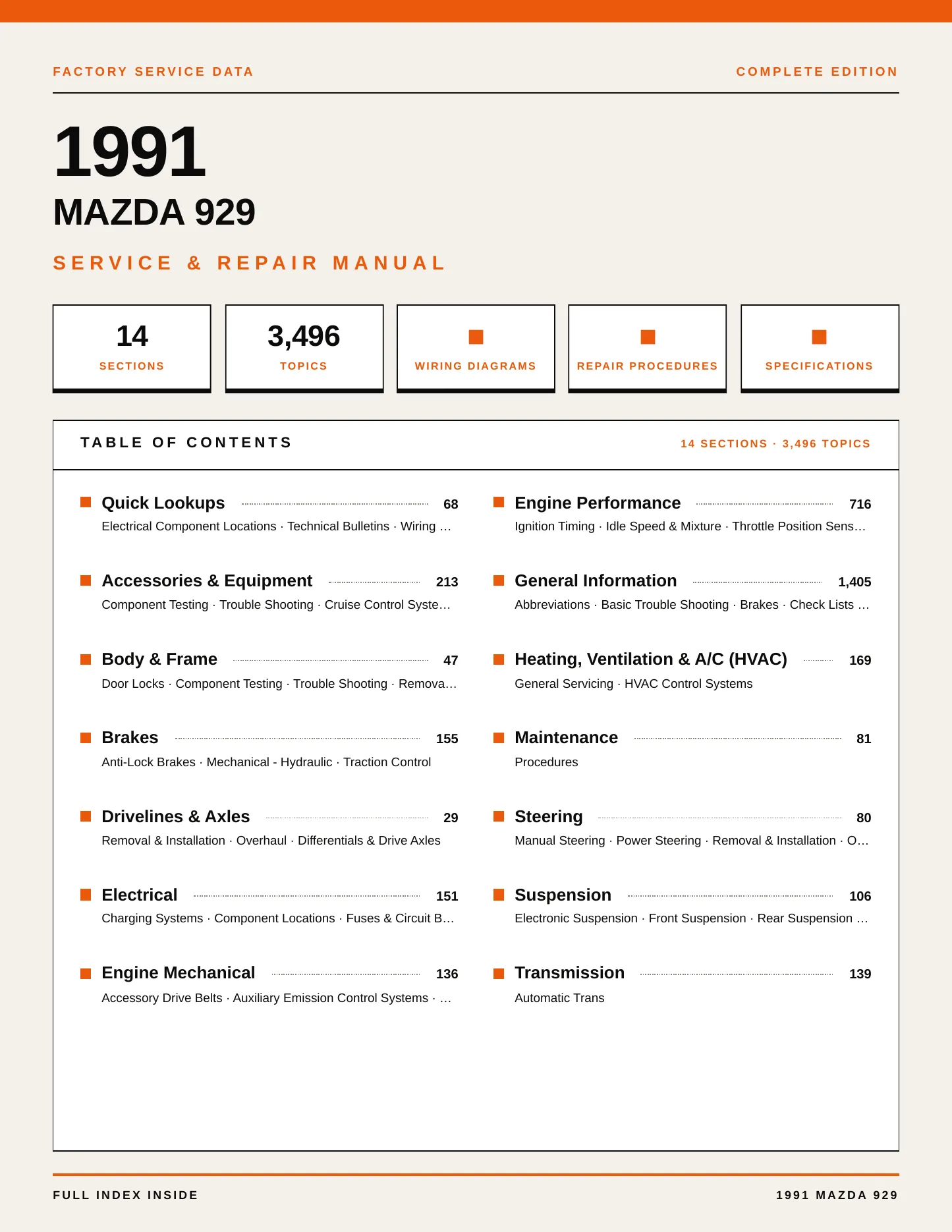 1991 Mazda 929 Service and Repair Manual preview page 1