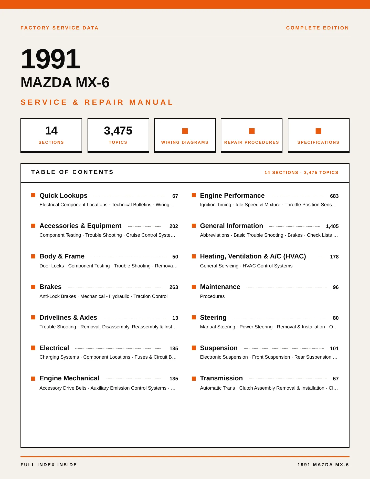 1991 Mazda MX-6 Service and Repair Manual preview page 1