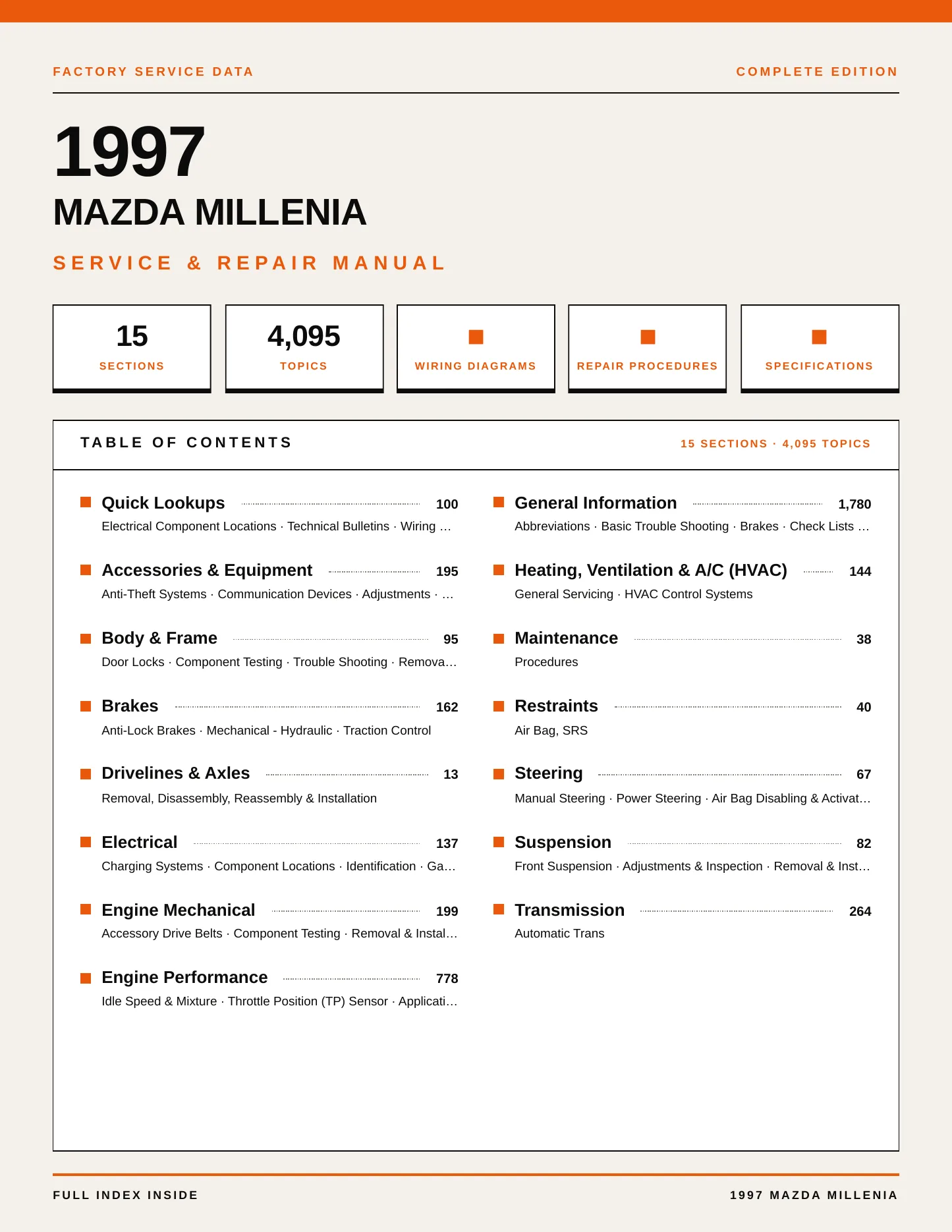 1997 Mazda Millenia Service and Repair Manual preview page 1