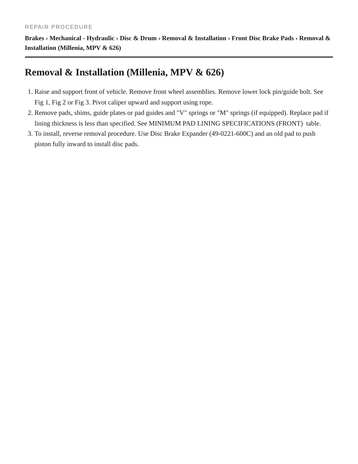 1997 Mazda Millenia Service and Repair Manual preview page 5