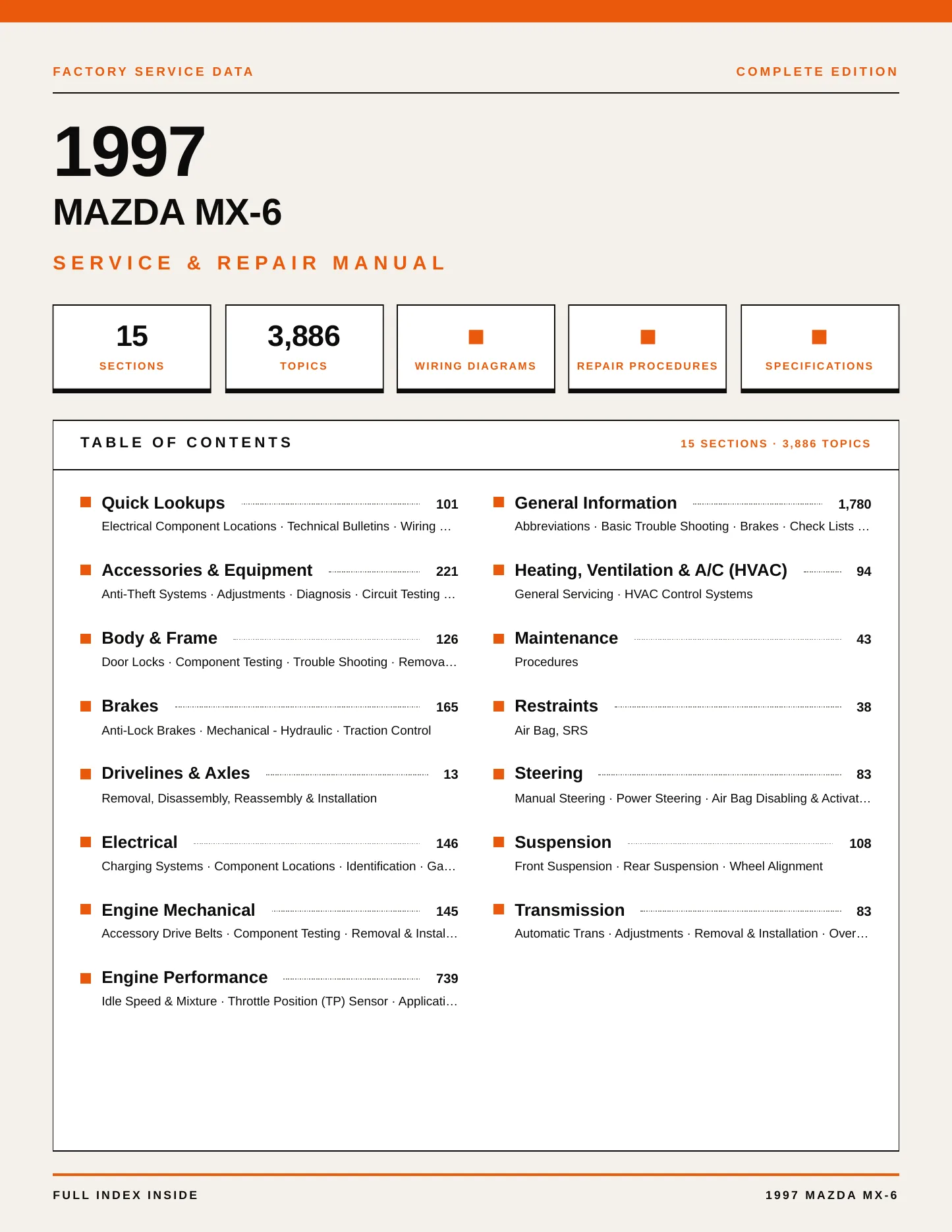 1997 Mazda MX-6 Service and Repair Manual preview page 1