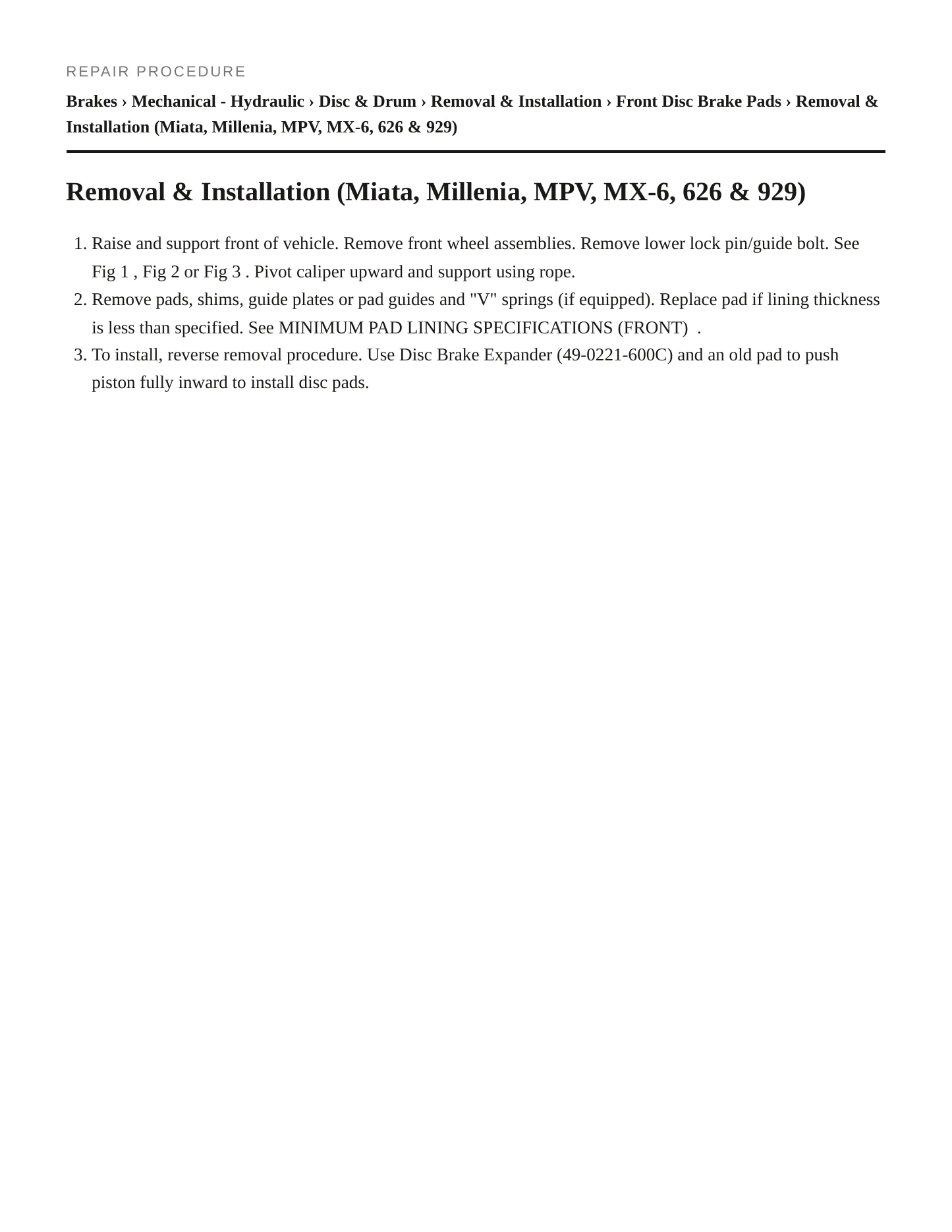 1997 Mazda MX-6 Service and Repair Manual preview page 5