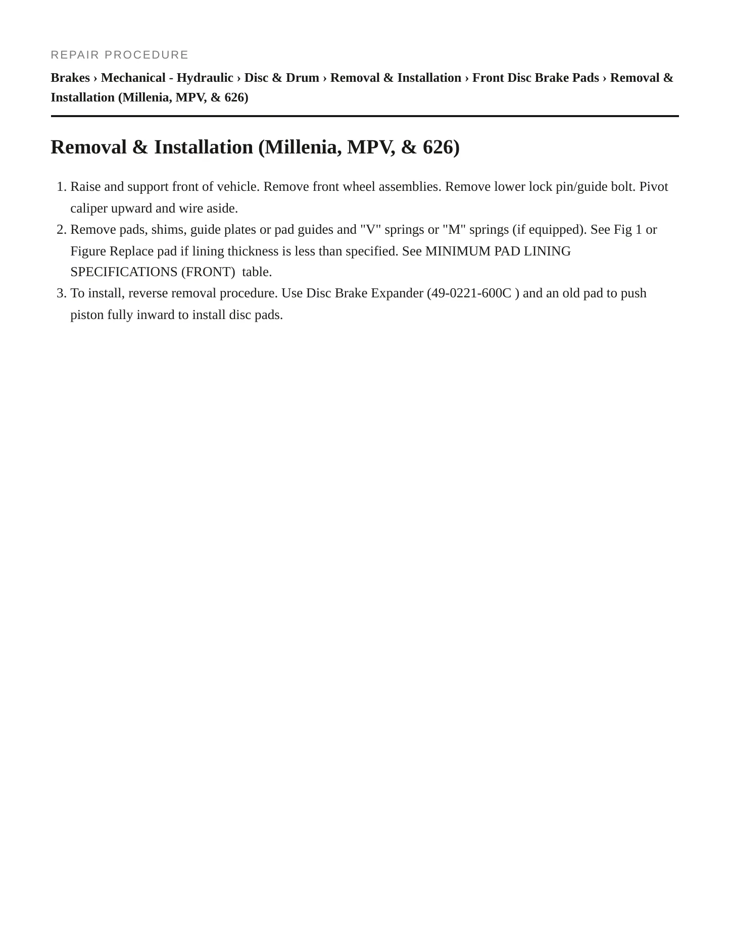 1999 Mazda Millenia Service and Repair Manual preview page 5