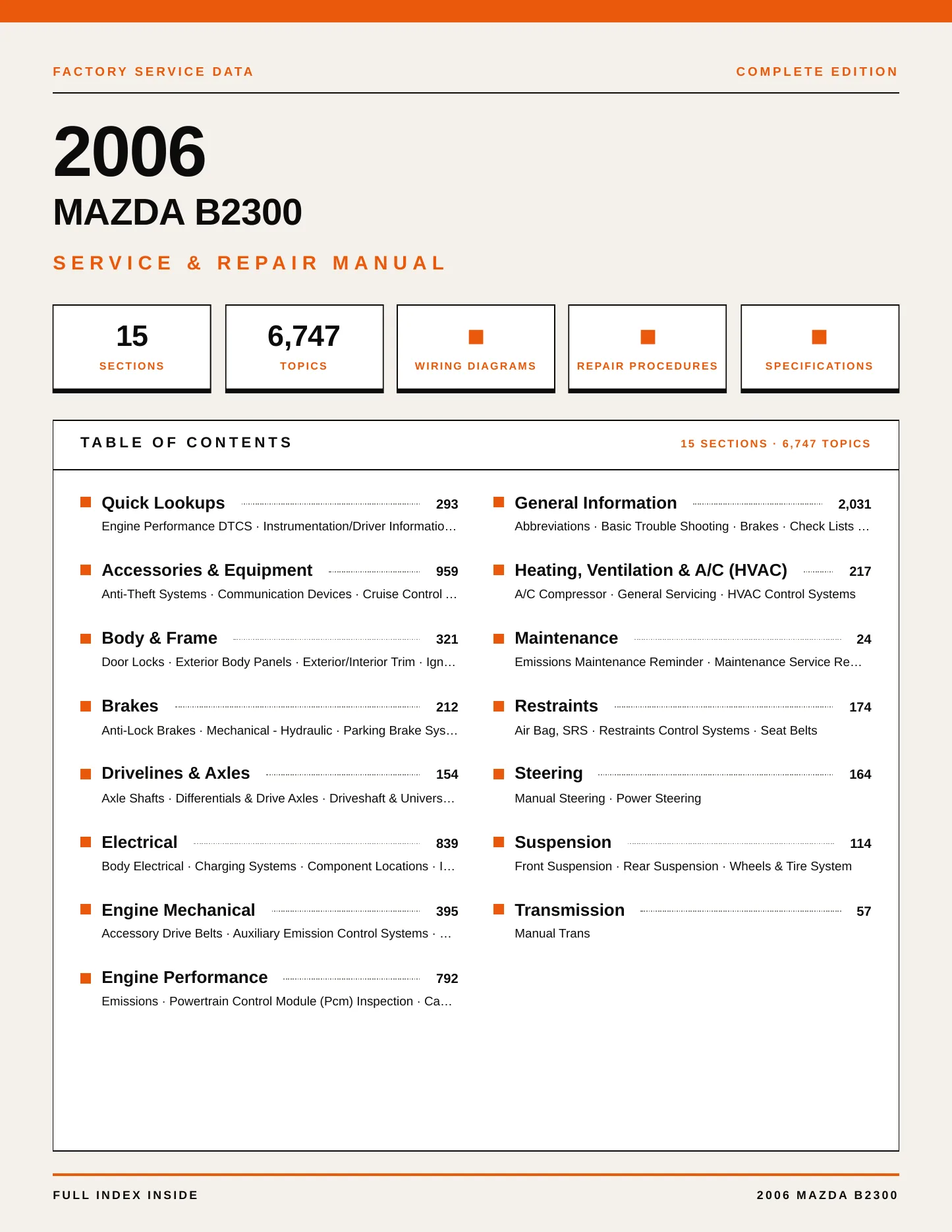 2006 Mazda B2300 Service and Repair Manual preview page 1
