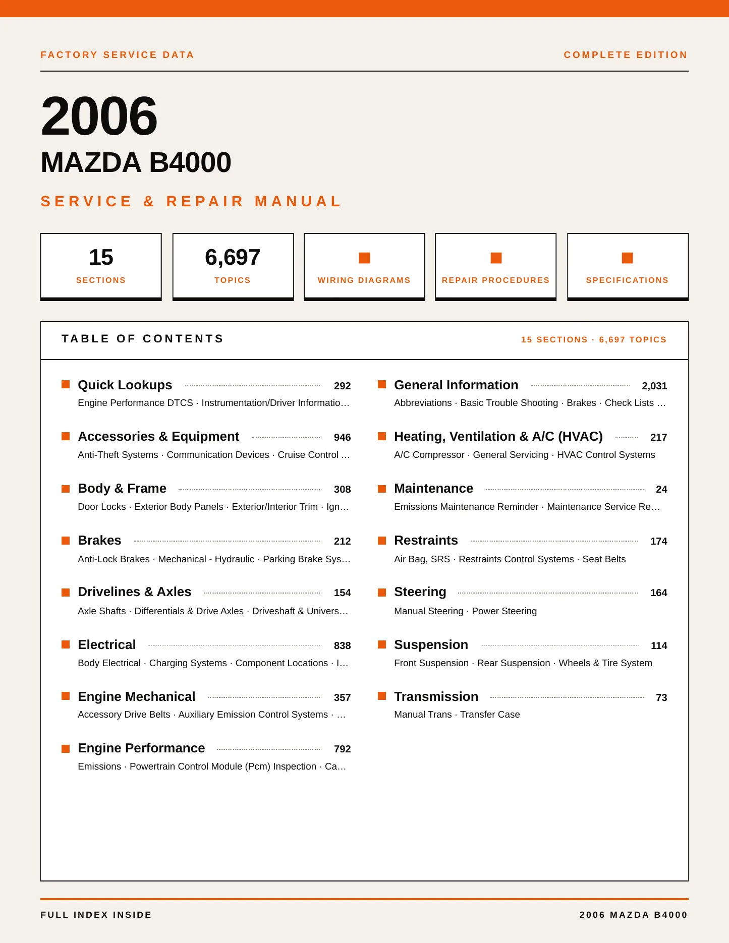 2006 Mazda B4000 Service and Repair Manual preview page 1