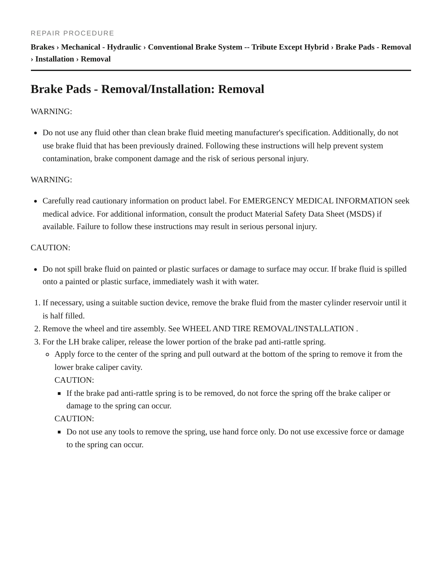 2009 Mazda Tribute Service and Repair Manual preview page 5