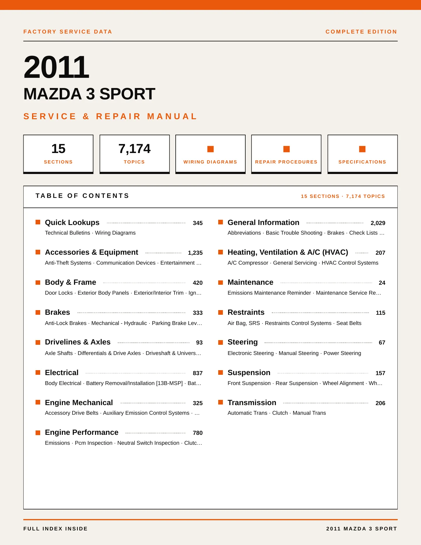 2011 Mazda 3 Sport Service and Repair Manual preview page 1