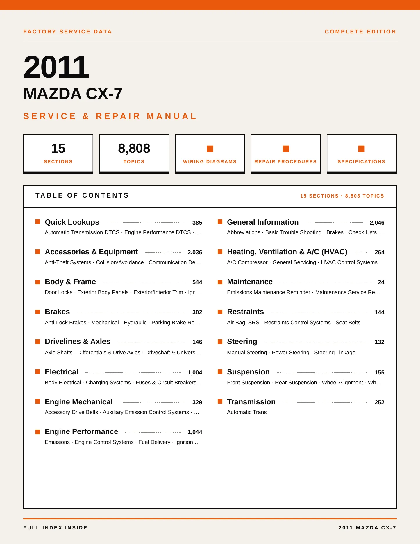 2011 Mazda CX-7 service manual page 1