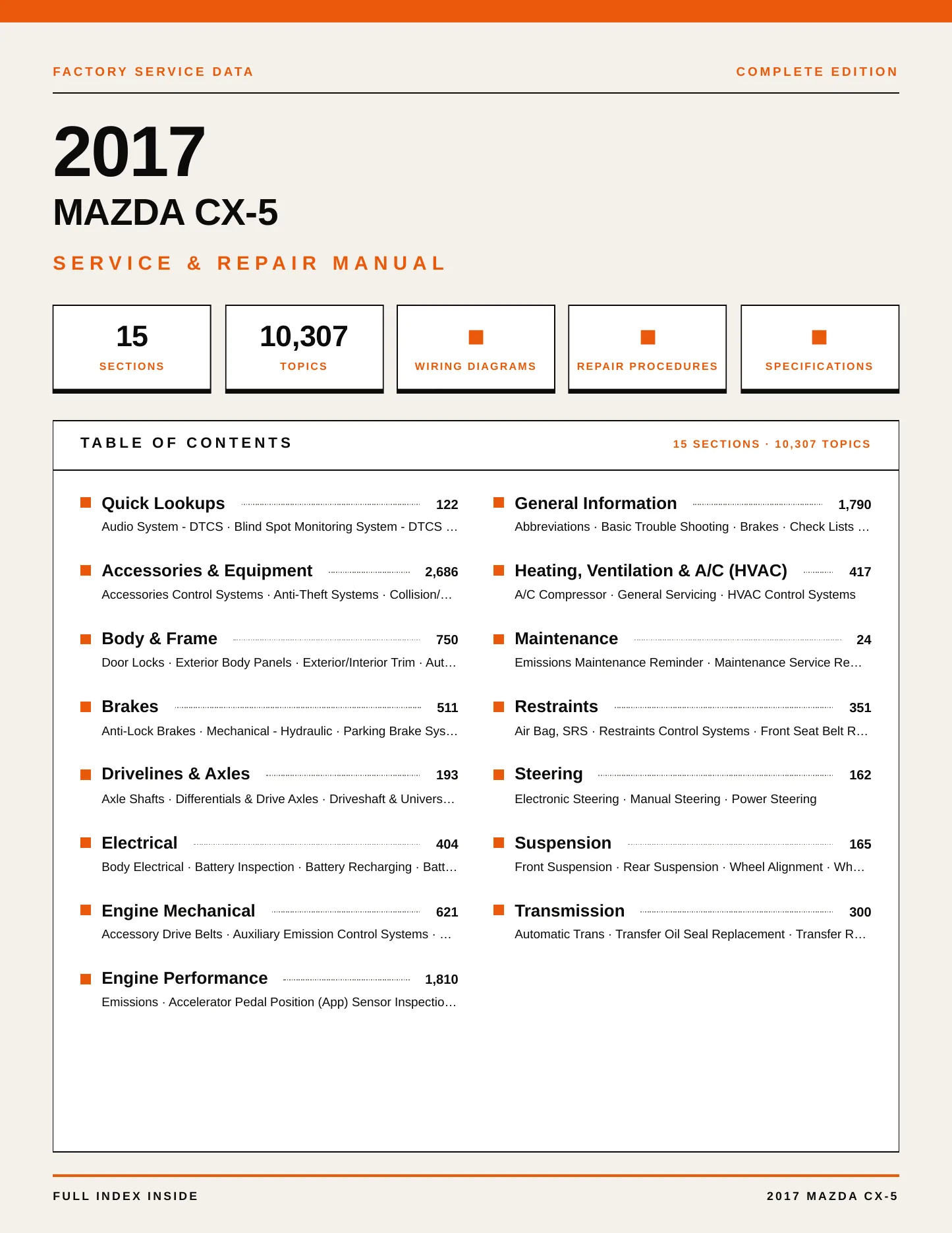 2017 Mazda CX-5 Service and Repair Manual preview page 1