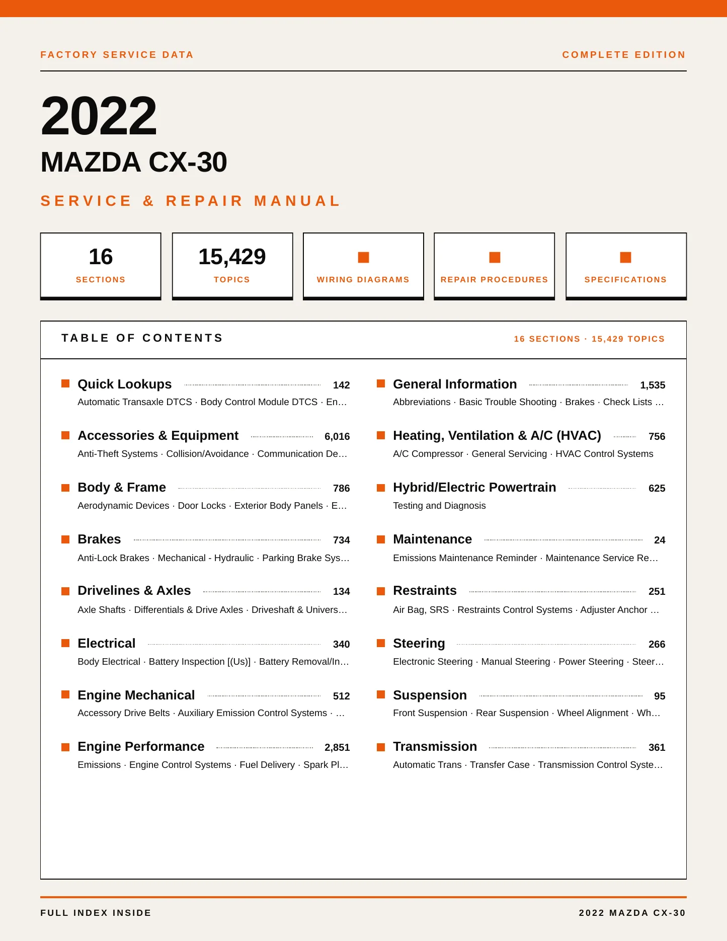 2022 Mazda CX-30 Service and Repair Manual preview page 1