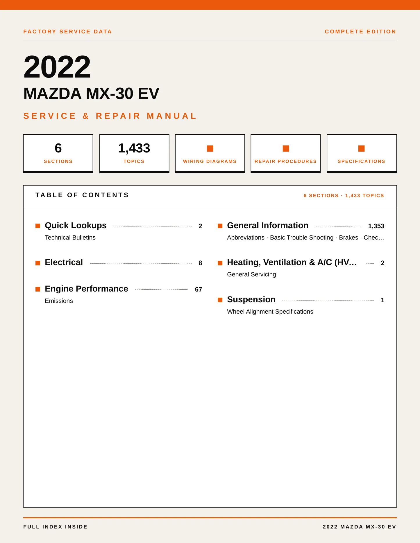 2022 Mazda MX-30 EV Service and Repair Manual preview page 1