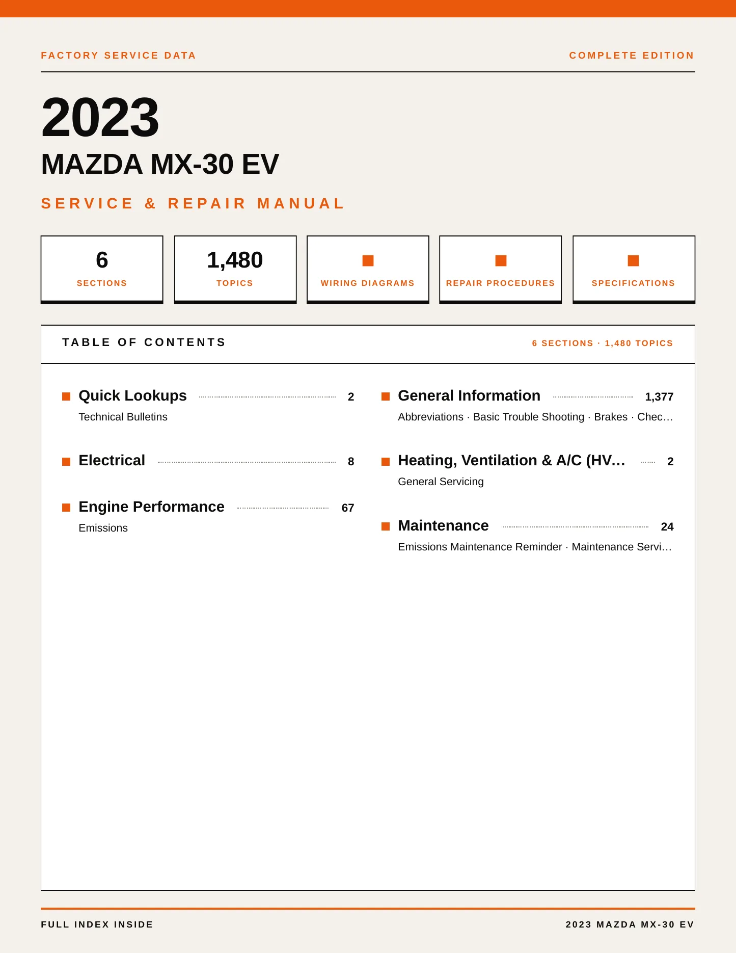 2023 Mazda MX-30 EV Service and Repair Manual preview page 1
