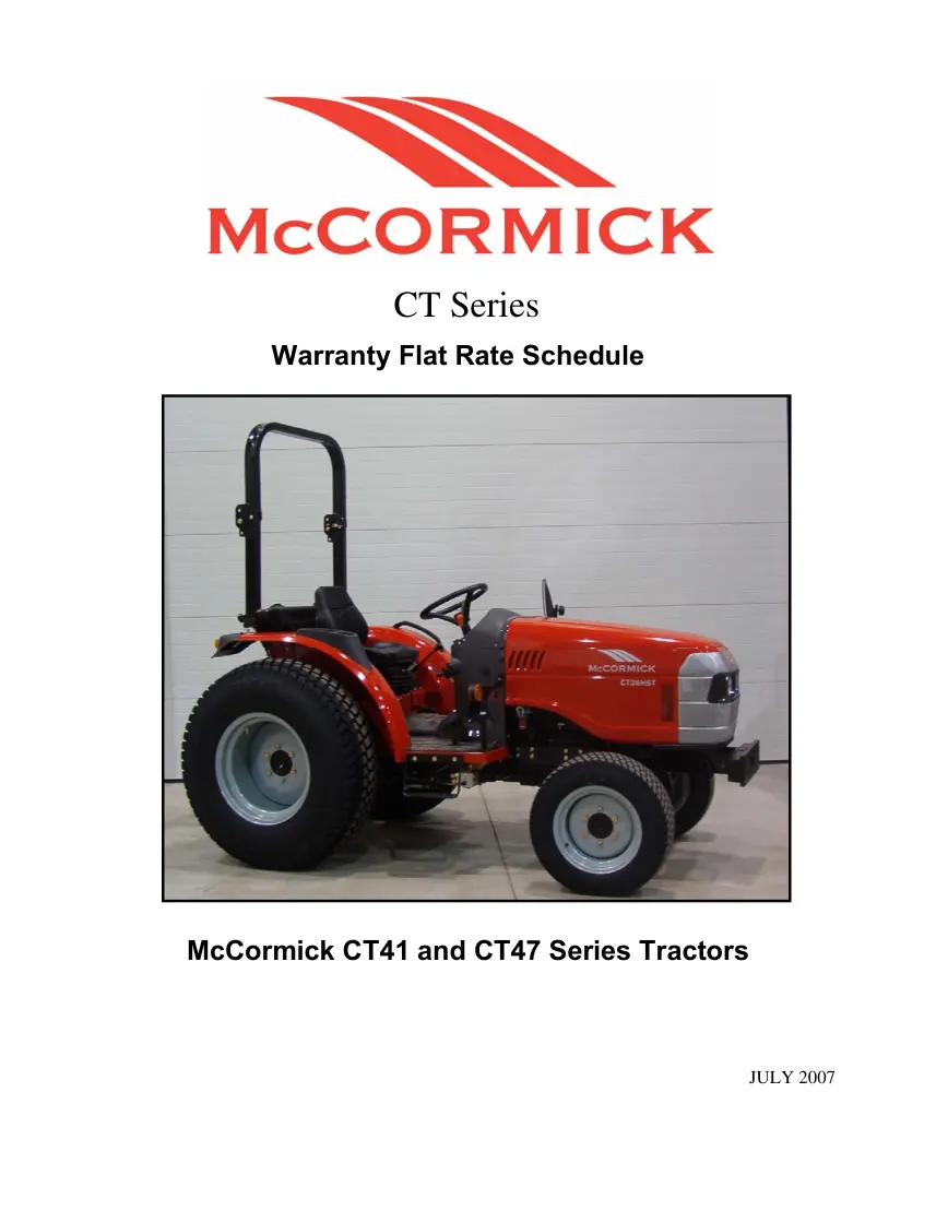 Mccormick CT Series Tractor Parts Manual preview page 1