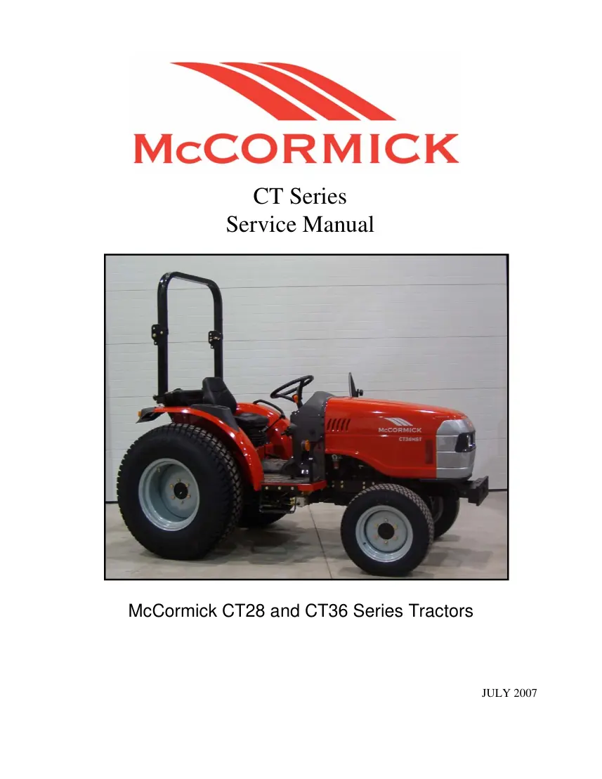 Mccormick CT28 CT36 CT Series Tractor Service & Repair Manual preview page 1