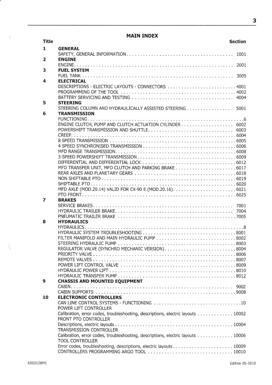 Mccormick CX Series Tractors (CX50 CX60 CX70 CX80 CX90 CX100) Service & Repair Manual preview page 5