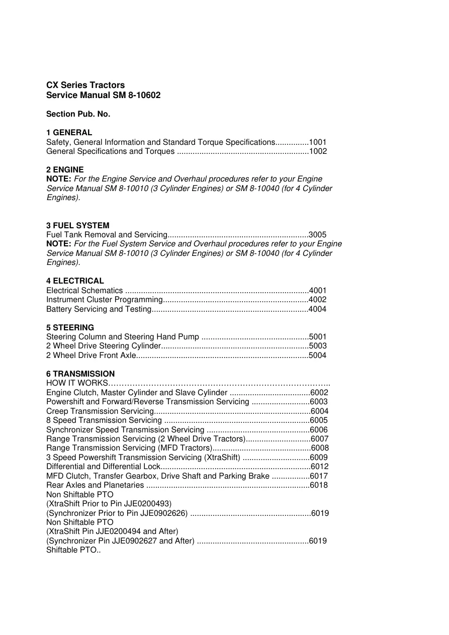 Mccormick CX75/CX85/CX95/CX105 Tractor Service & Repair Manual preview page 1