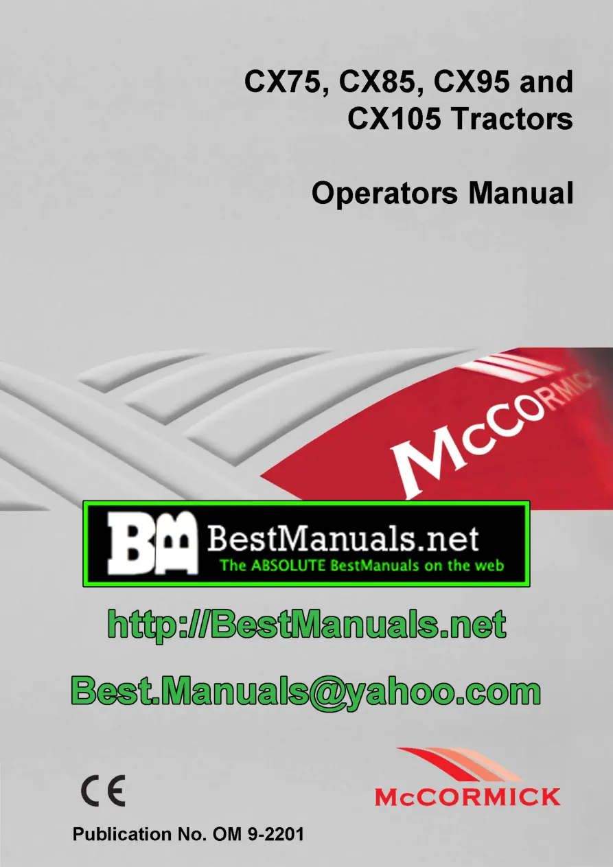 Mccormick CX75/CX85/CX95/CX105 Tractors Operator's Manual preview page 1