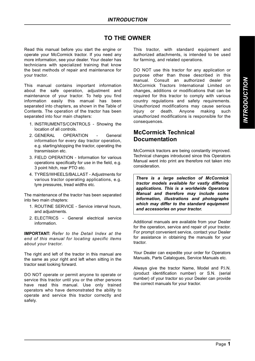 Mccormick CX75/CX85/CX95/CX105 Tractors Operator's Manual preview page 6