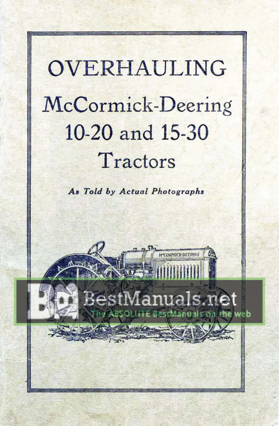 Mccormick Deering 10-20 Tractor Service & Repair Manual preview page 1