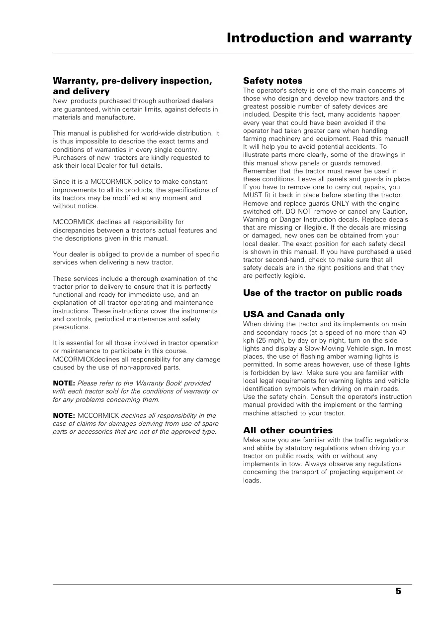 Mccormick GM40 GM45 GM50 Tractor Operation Service & Repair Manual preview page 5