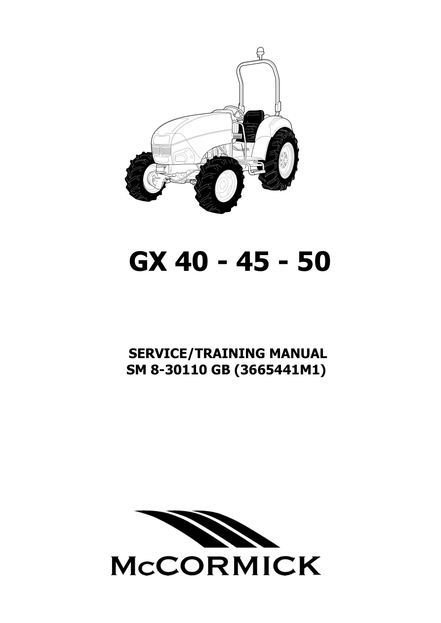 Mccormick GX40 GX45 GX50 Tractor Service & Repair Manual preview page 1