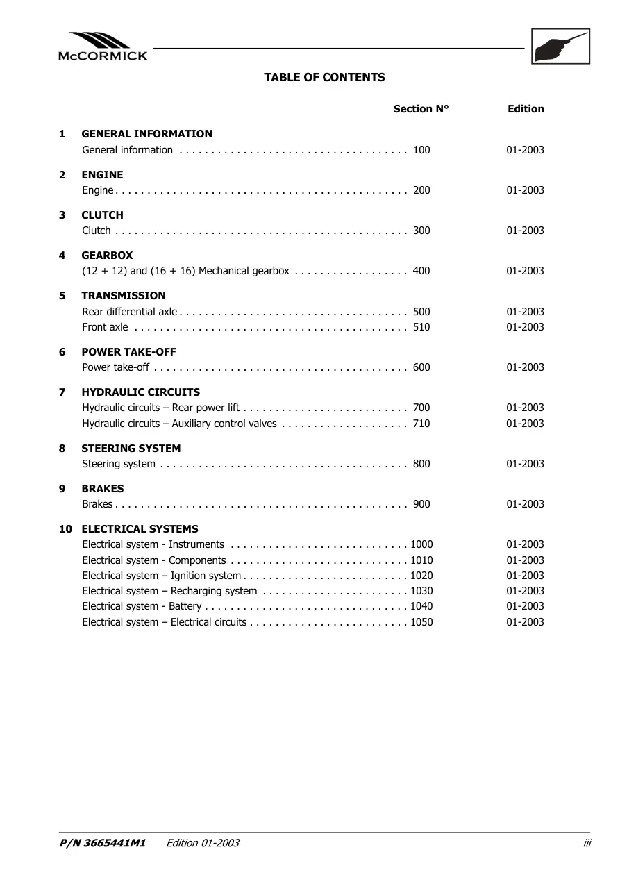 Mccormick GX40 GX45 GX50 Tractor Service & Repair Manual preview page 3
