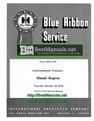 Mccormick IH B-275 Tractor Diesel Engine Service & Repair Manual preview page 1