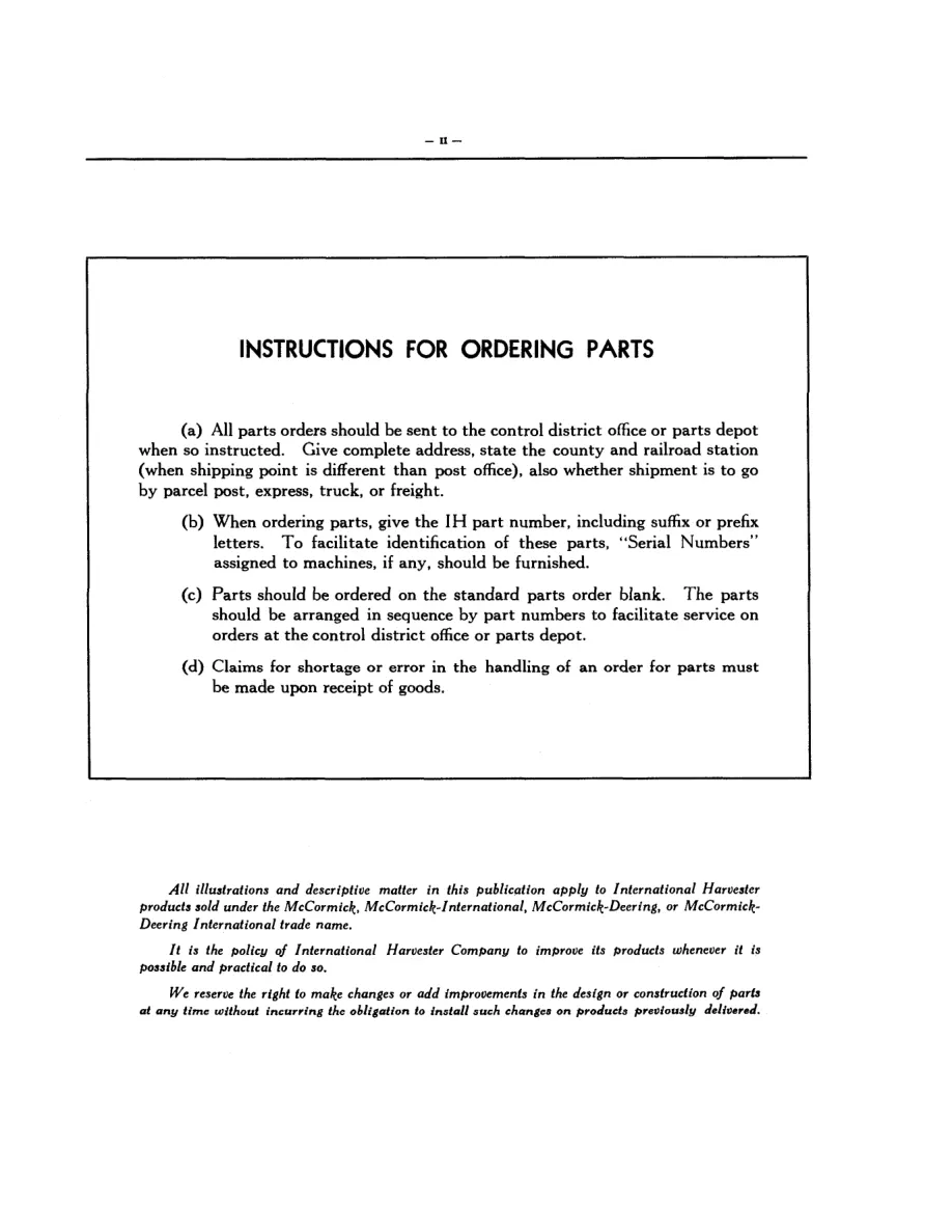 Mccormick IH Farm Implements for Farmall Cub Tractor Parts Manual preview page 4