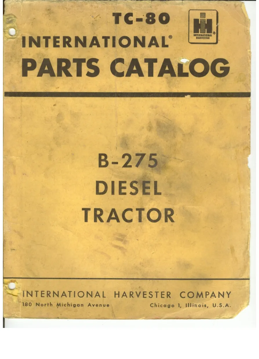 Mccormick International Harvester B250 B275 Parts Manual preview page 1