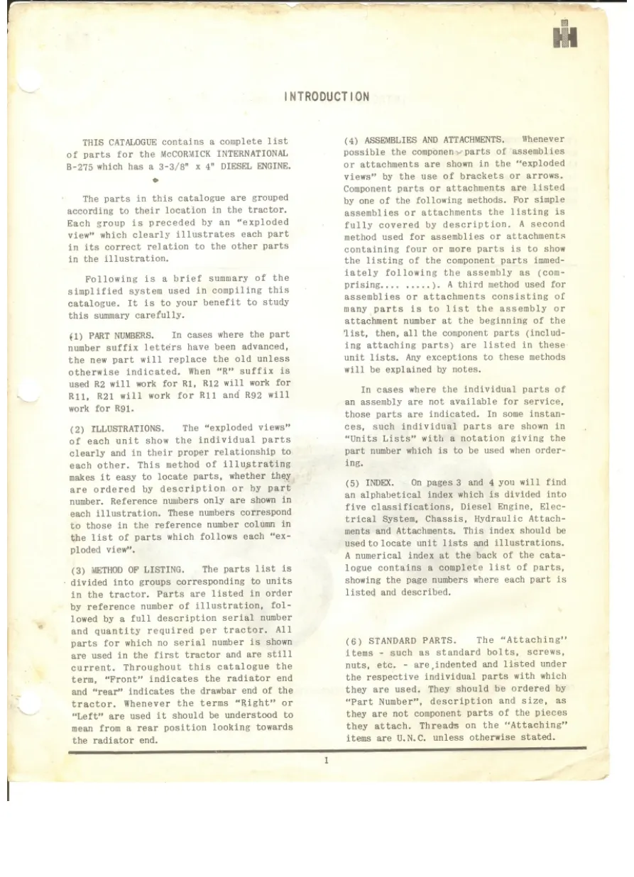 Mccormick International Harvester B250 B275 Parts Manual preview page 4