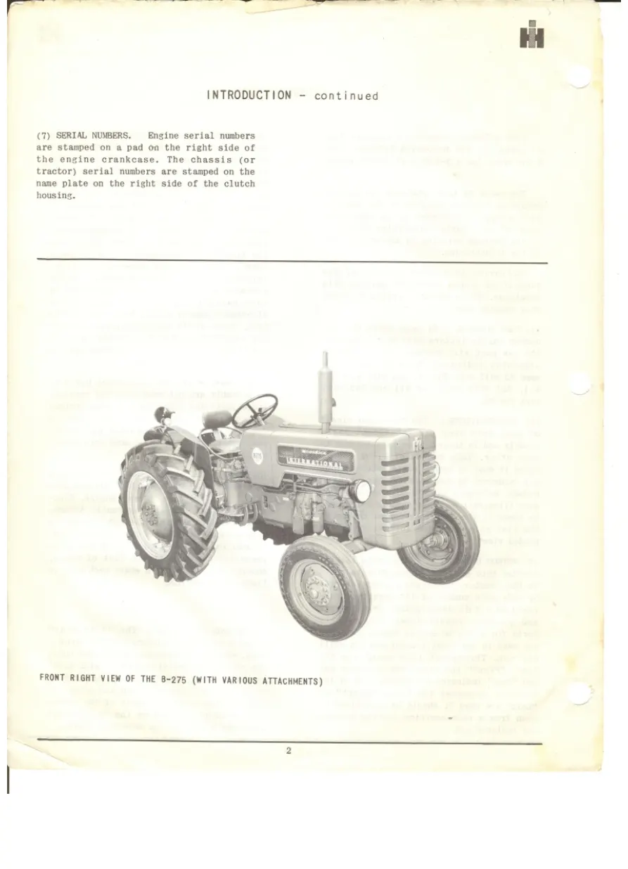 Mccormick International Harvester B250 B275 Parts Manual preview page 5