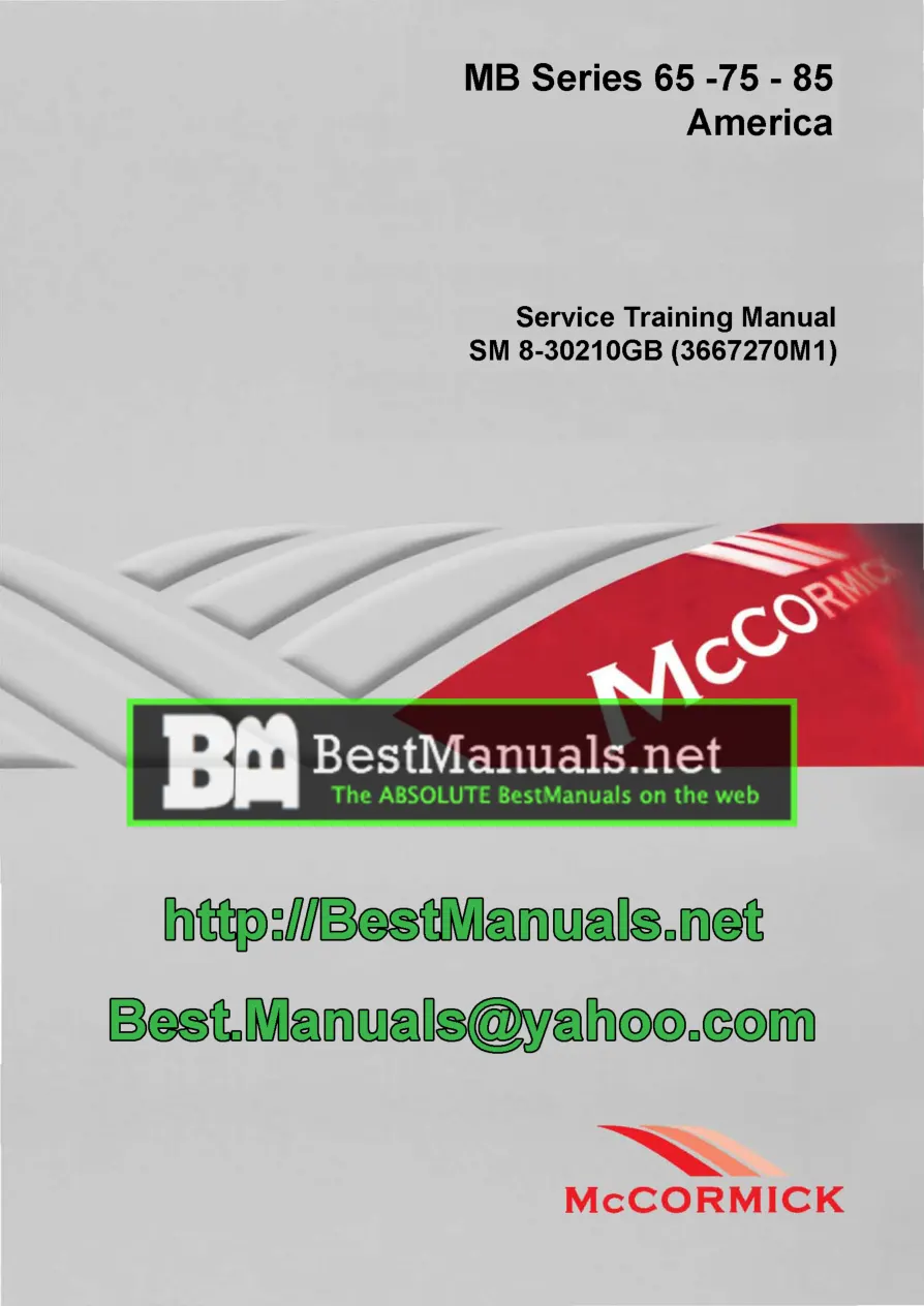 Mccormick MB 65 75 85 Series Tractor Service & Repair Manual preview page 1