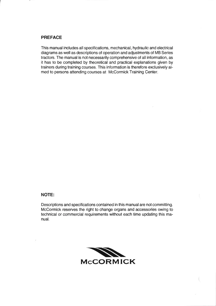 Mccormick MB 65 75 85 Series Tractor Service & Repair Manual preview page 5