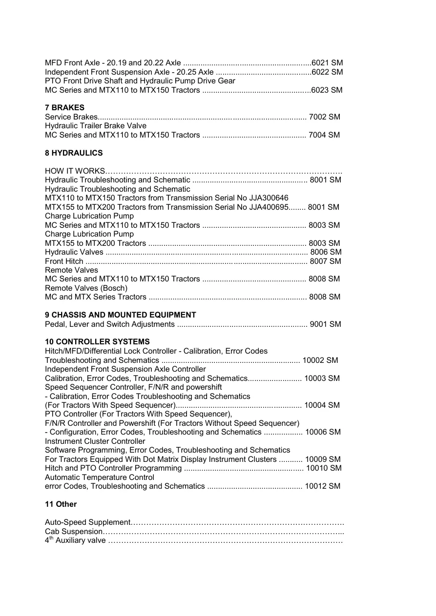 Mccormick MTX125 MTX135 Tractor Service & Repair Manual preview page 2