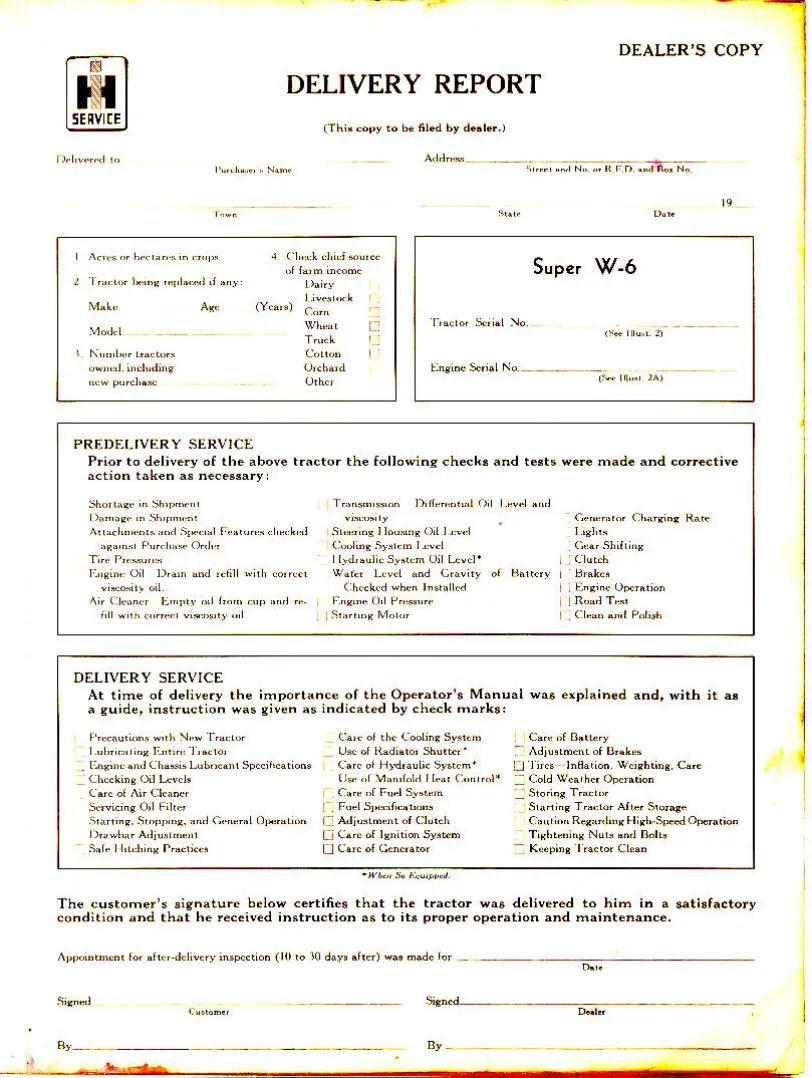 Mccormick Super W-6 Tractor Operator's Manual preview page 3