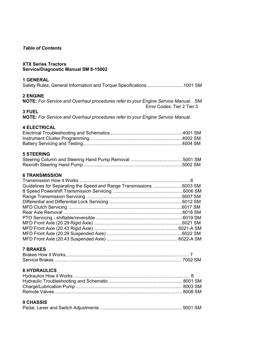 Mccormick XTX Series (XTX145 XTX165 XTX185 XTX200 XTX215) Tractor Service & Repair Manual preview page 1