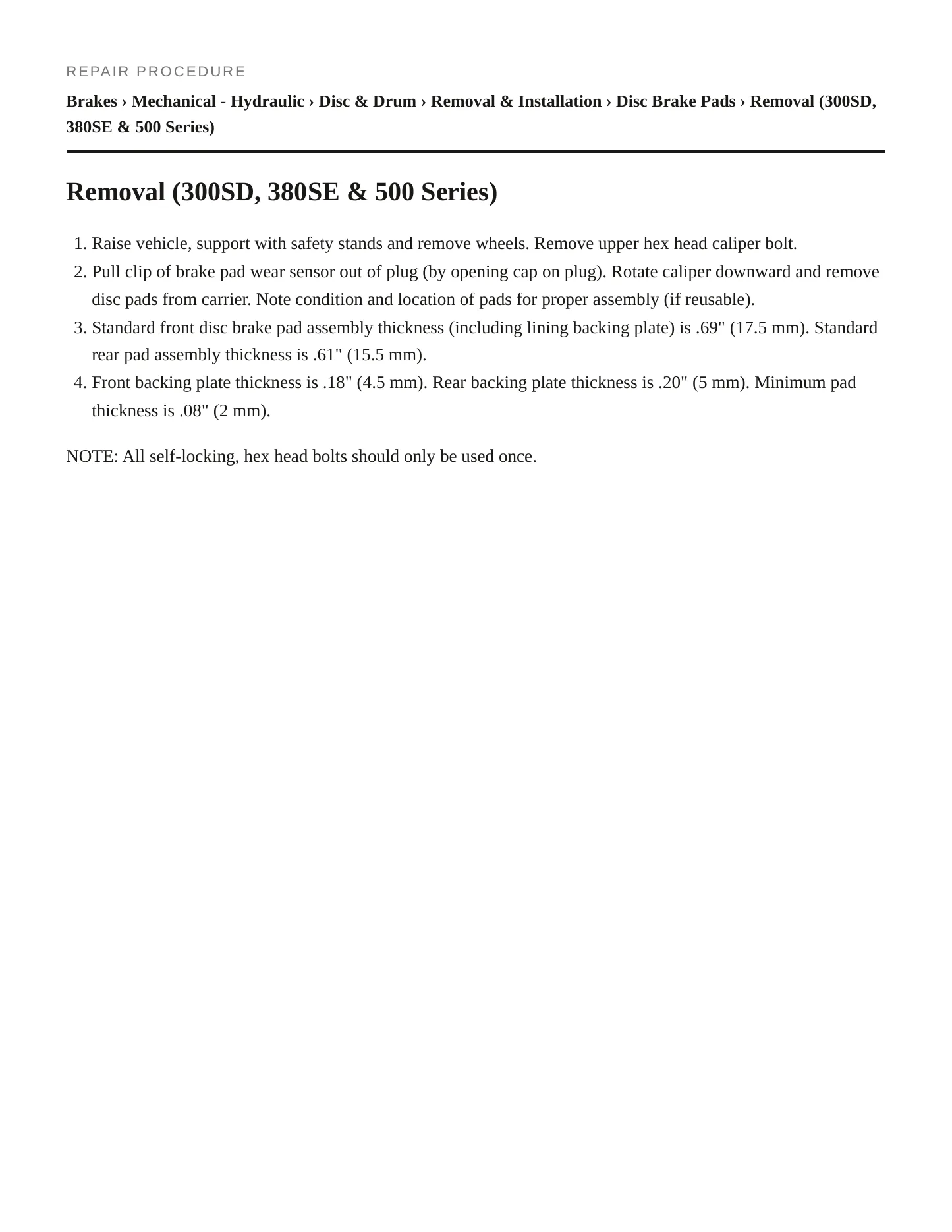 1985 Mercedes-Benz 500SEL Service and Repair Manual preview page 3