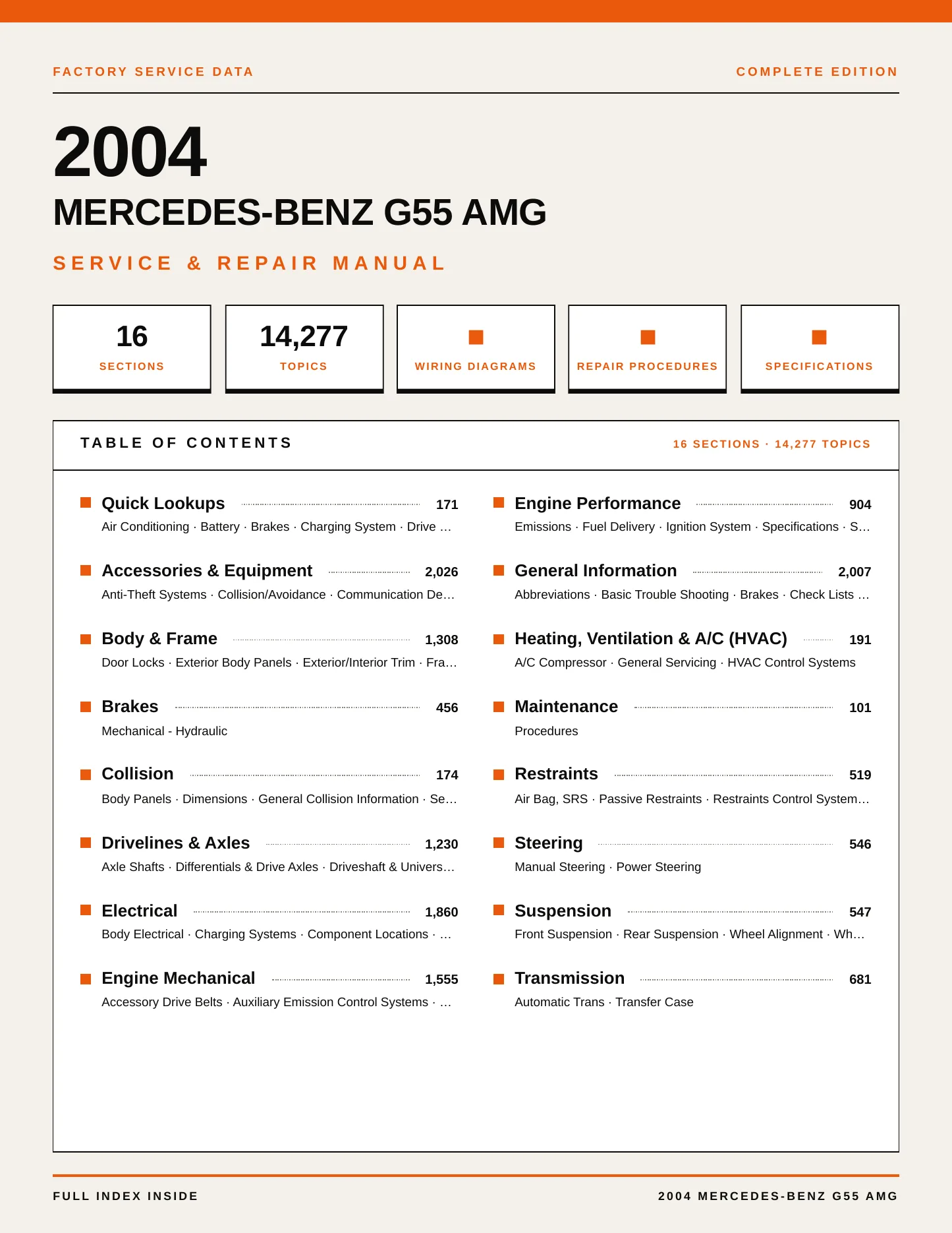 2004 Mercedes-Benz G55 AMG Service and Repair Manual preview page 1