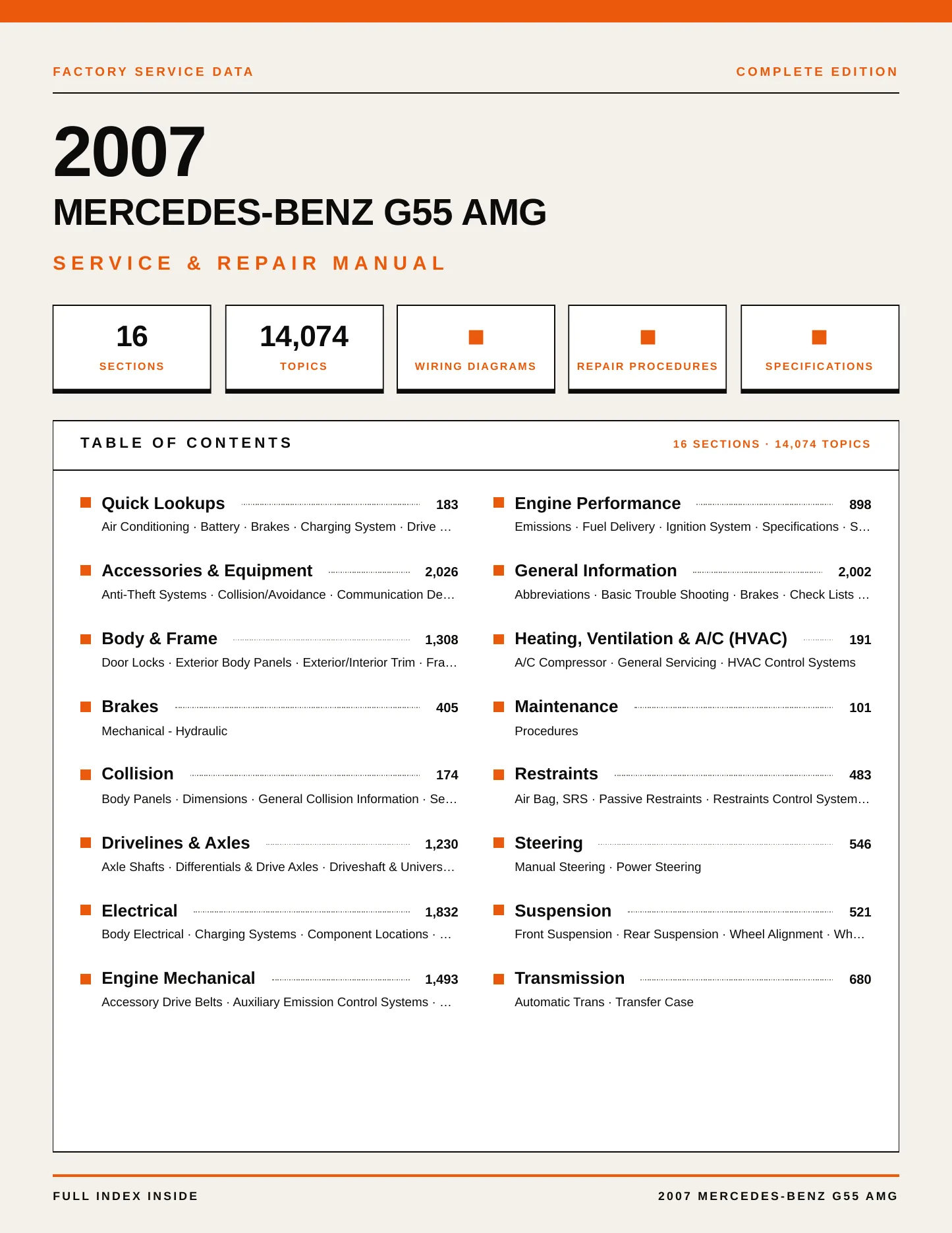 2007 Mercedes-Benz G55 AMG Service and Repair Manual preview page 1