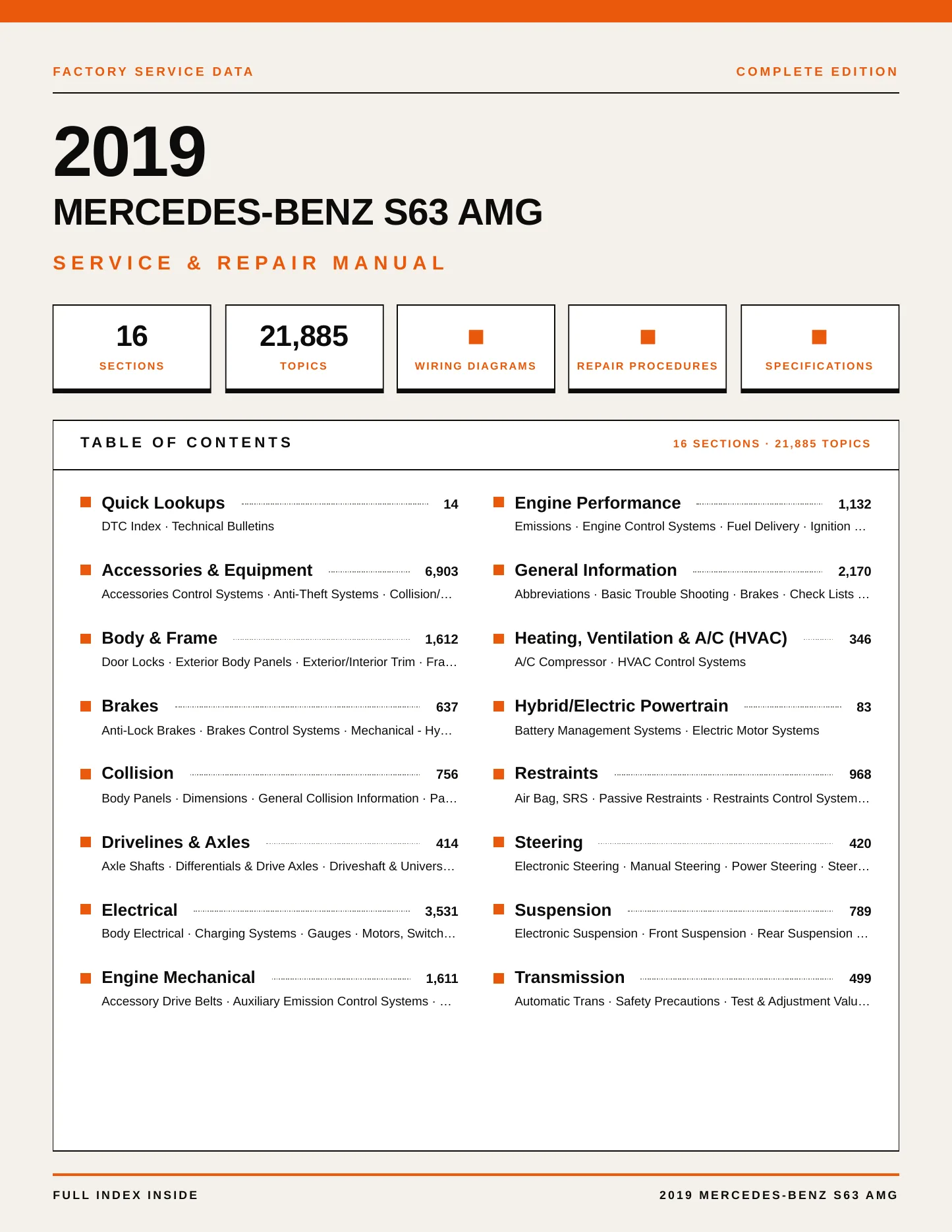 2019 Mercedes-Benz S63 AMG Service and Repair Manual preview page 1
