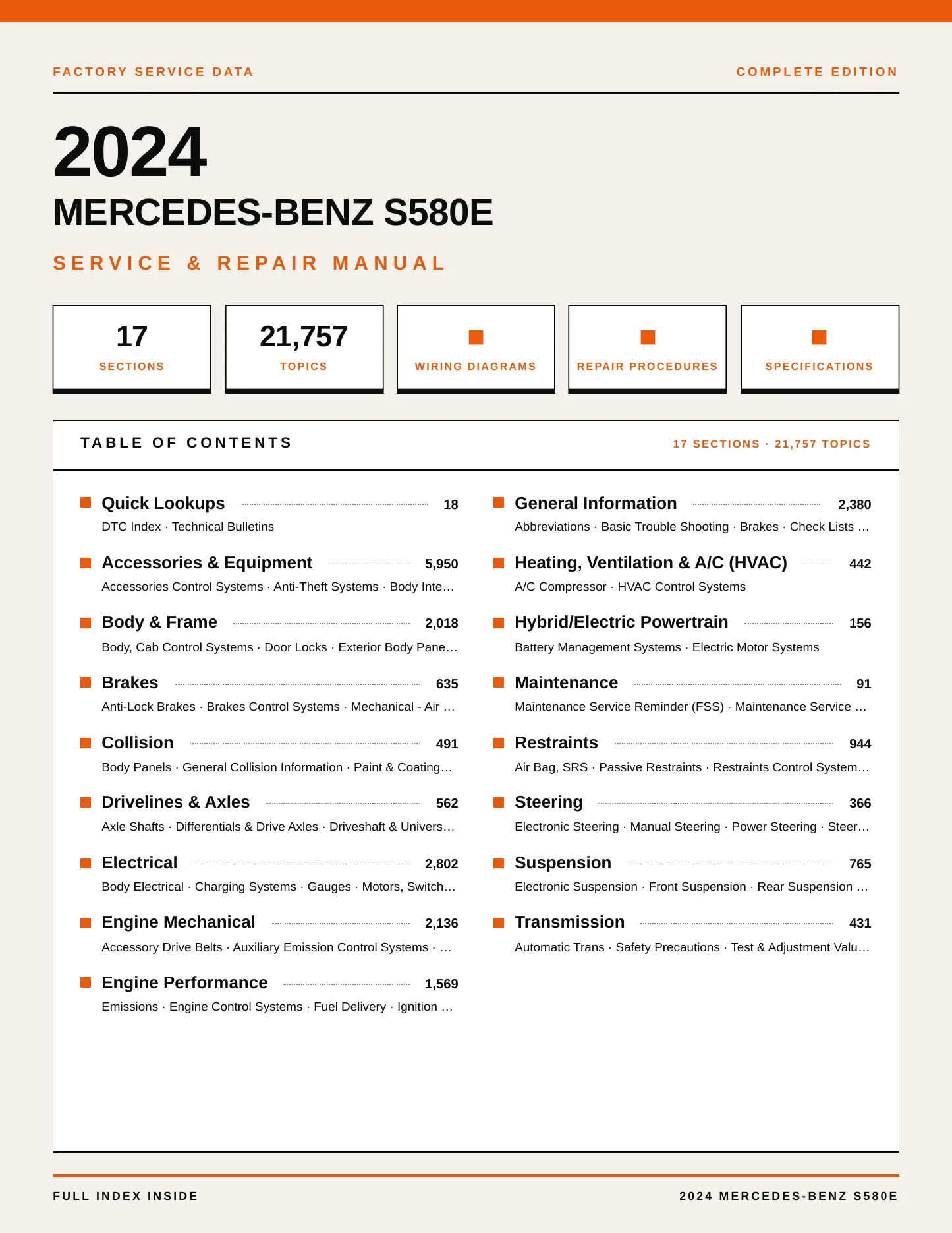 2024 Mercedes-Benz S580e Service and Repair Manual preview page 1