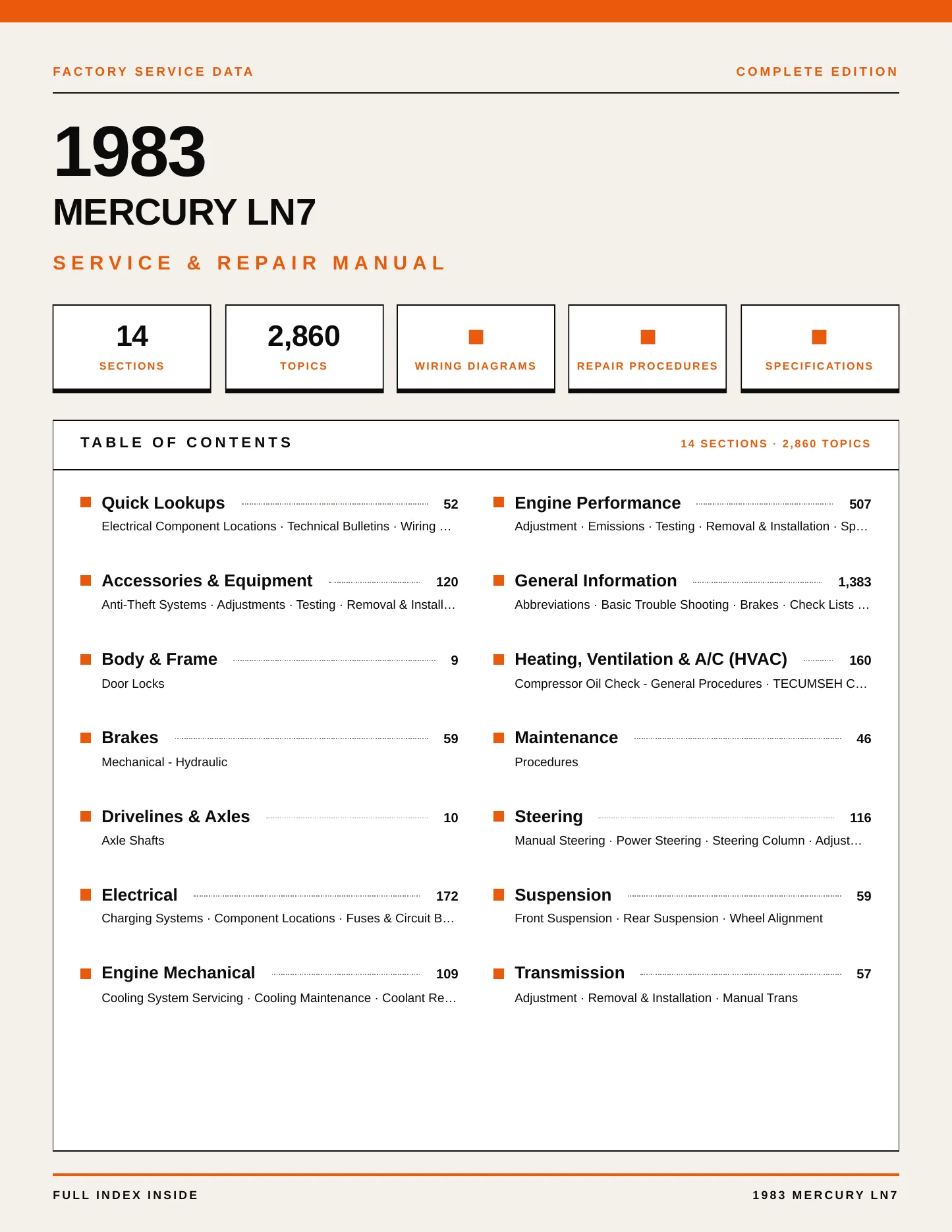 1983 Mercury LN7 service manual page 1