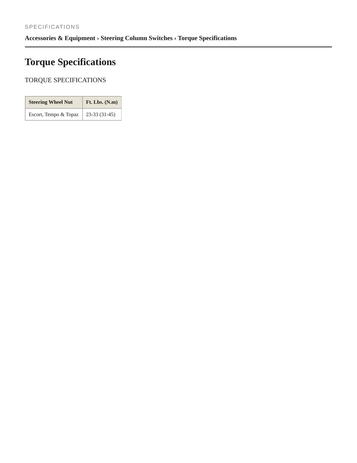 1989 Mercury Topaz service manual page 2