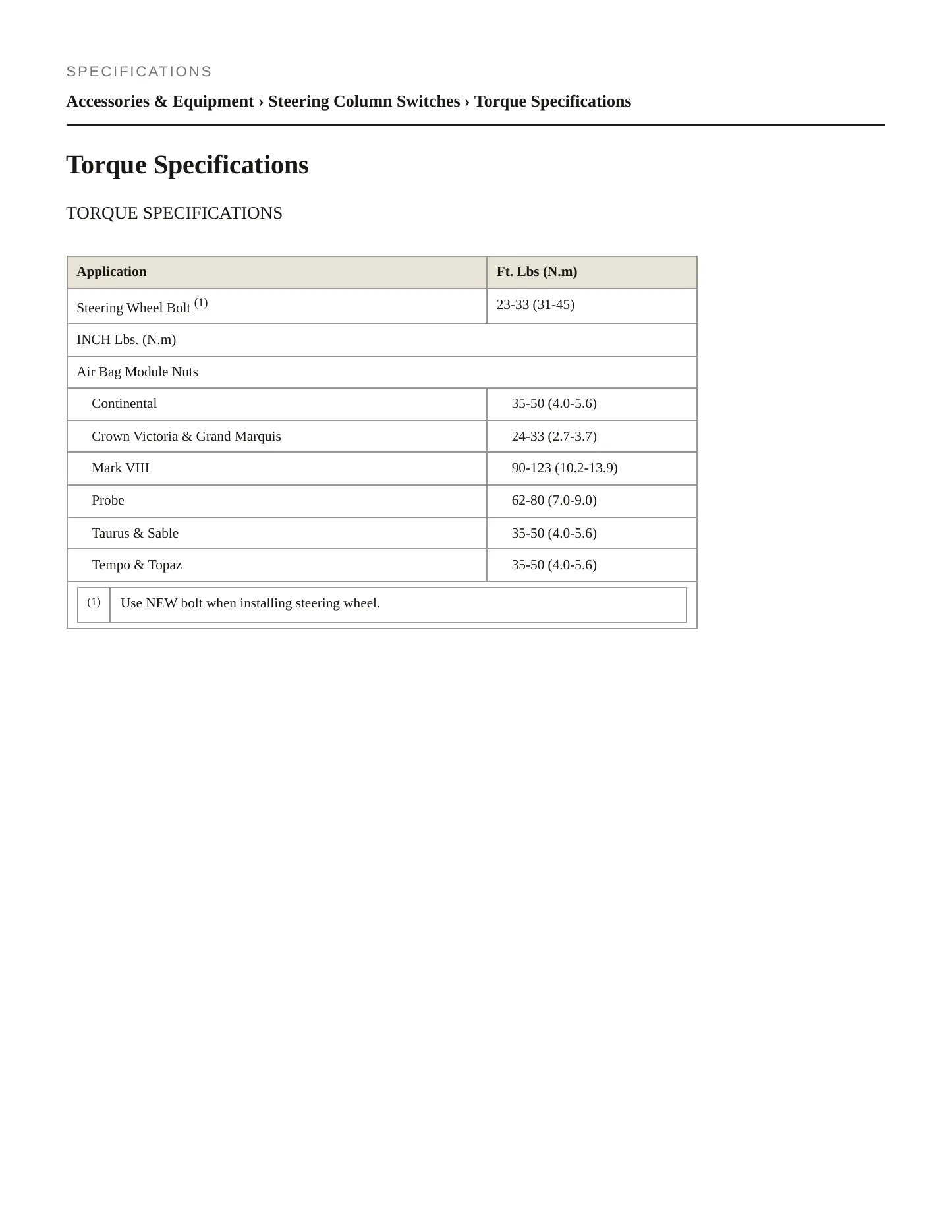1993 Mercury Sable service manual page 2