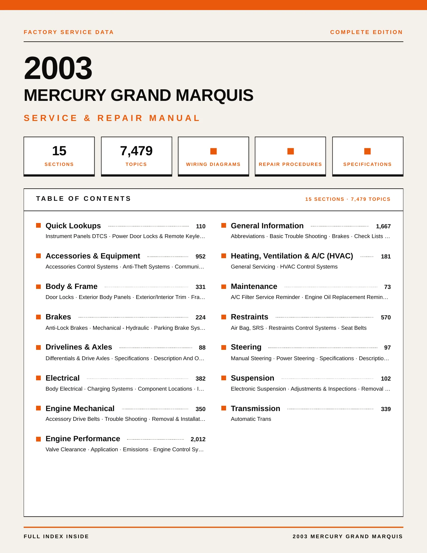 2003 Mercury Grand Marquis service manual page 1