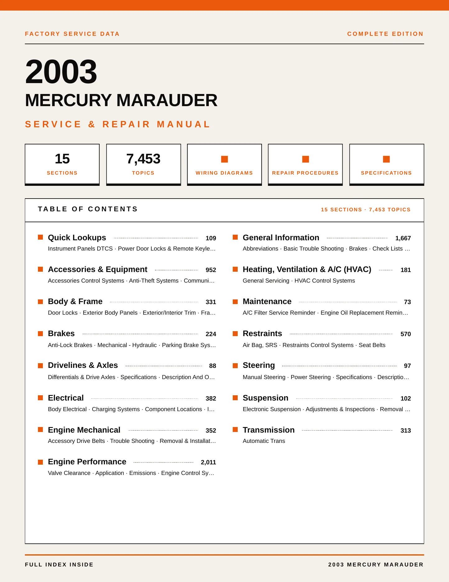 2003 Mercury Marauder service manual page 1